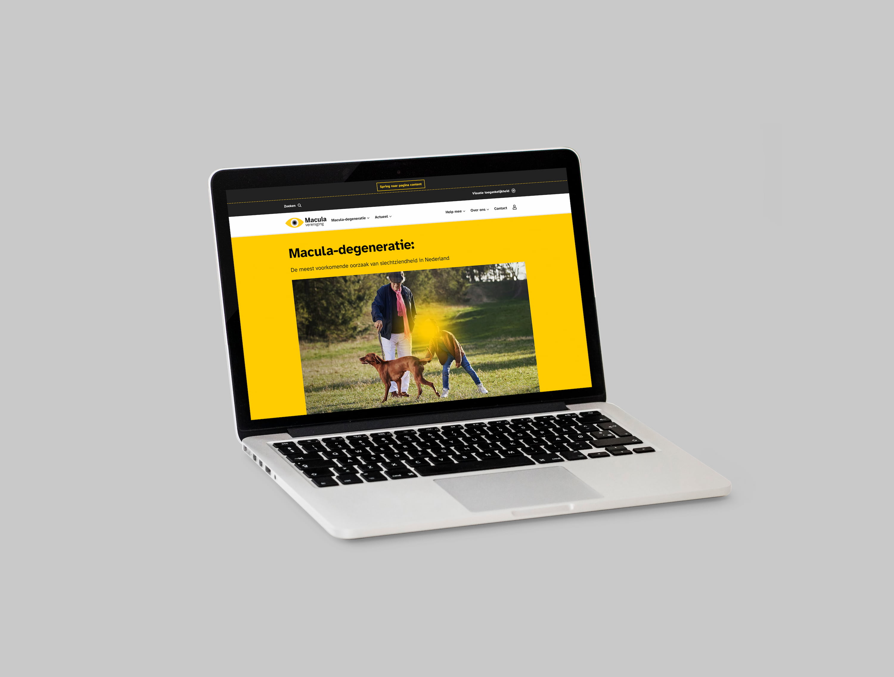 maculavereniging website op laptop beeldscherm